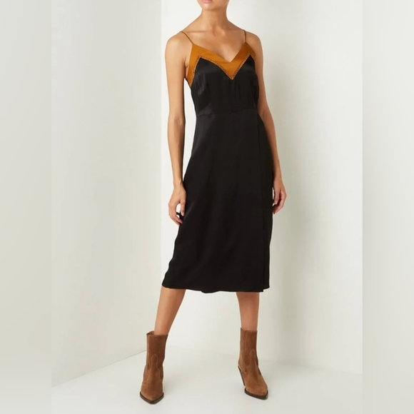 Scotch & Soda Dresses & Skirts - Scotch & Soda Star Watcher Midi Length Wrap Over Slip SILK Dress Black Size M